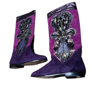 Gomez Rivas vintage purple suede flat boot size 36